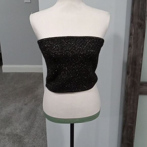 Express metallic tube top cropped sweater, black and gold size small. NWT - Picture 1 of 7